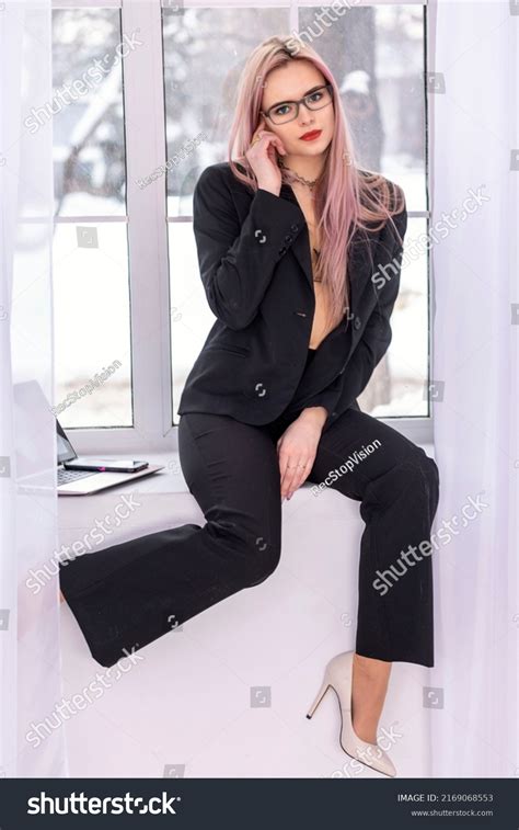 Beautiful Girl Sexy Blonde Business Suit Stock Photo Shutterstock