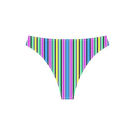 Vivid Colored Stripes Sport Top High Waisted Bikini Swimsuit Model