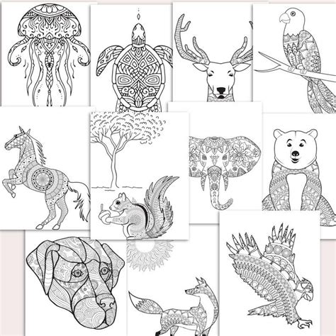 Coloring Pages Animal Sketch Coloring Book Mandala Animal | Etsy | Star ...