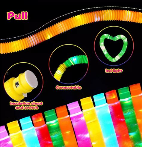 🌸🌸town Shop Zone Luminous Pop Tube With Led Lighting Decompression Toy Diy Telescopic Pop Tube