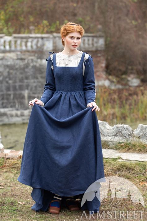 Linen Boned Corset Kirtle Dress “german Rose” German Dress Medieval Clothing Kirtle