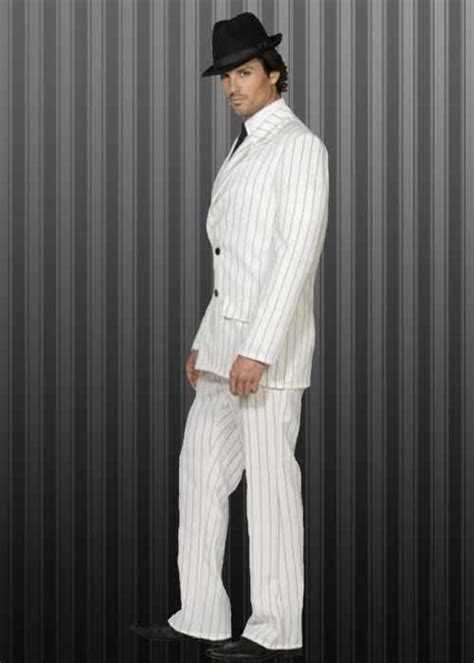 Adult Mens White Gangster Suit Costume Adult Mens White Gangster Suit