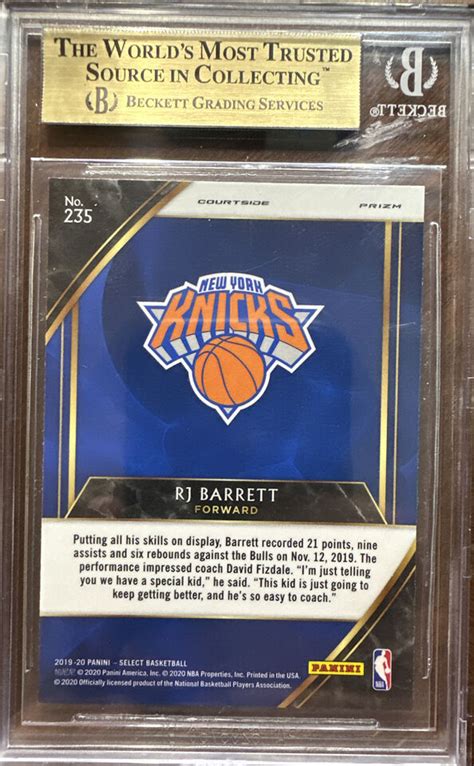 Select Rj Barrett Red Wave Prizm Courtside Rookie Rc Bgs