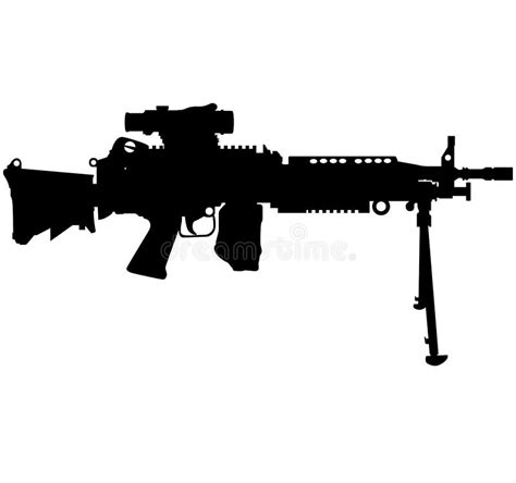 M249 Saw Light Machine Gun Stock Vector Illustration Of M249 163496681