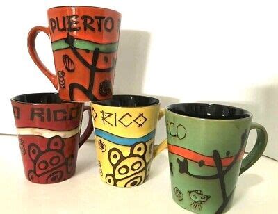 Puerto Rico Ceramic Coqui Taino Coffee Mugs Cup Oz Or Oz Fine