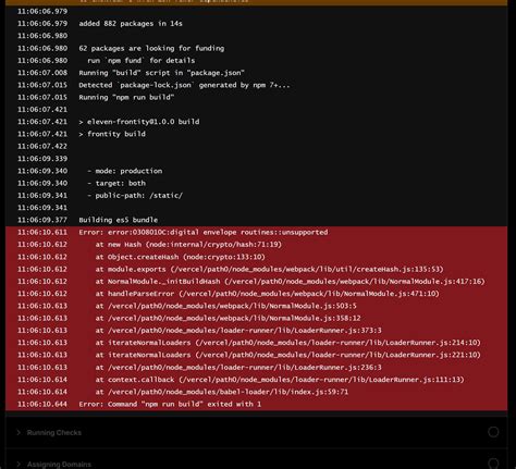 Error Command Npm Run Build Exited With Get Help Frontity