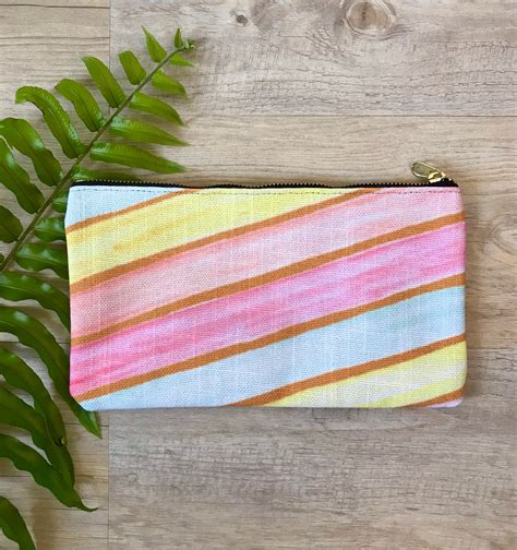 pencil case medium zipper pouch retro stripes print