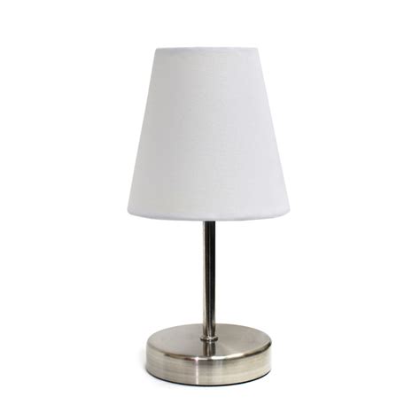 Simple Designs Sand Nickel Mini Basic Table Lamp With Fabric Shade