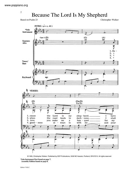 Spiritual Because The Lord Is My Shepherd Sheet Music Pdf Free Score Download ★