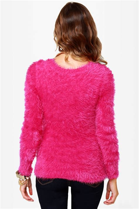 Adorable Hot Pink Sweater Fuzzy Sweater 4100