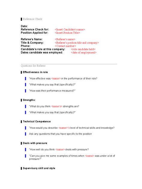 Reference Check Template 5 Free Templates In Pdf Word Excel Download