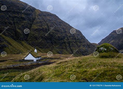 Traditional Historic Lutheran Church Saksun Village Faroe Islands