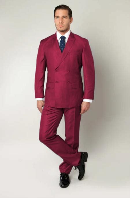 Burgundy Double Breasted Suit Slim Fitted Suit