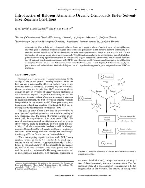 Pdf Introduction Of Halogen Atoms Into Organic Compounds Under Solvent Free Reaction Conditions