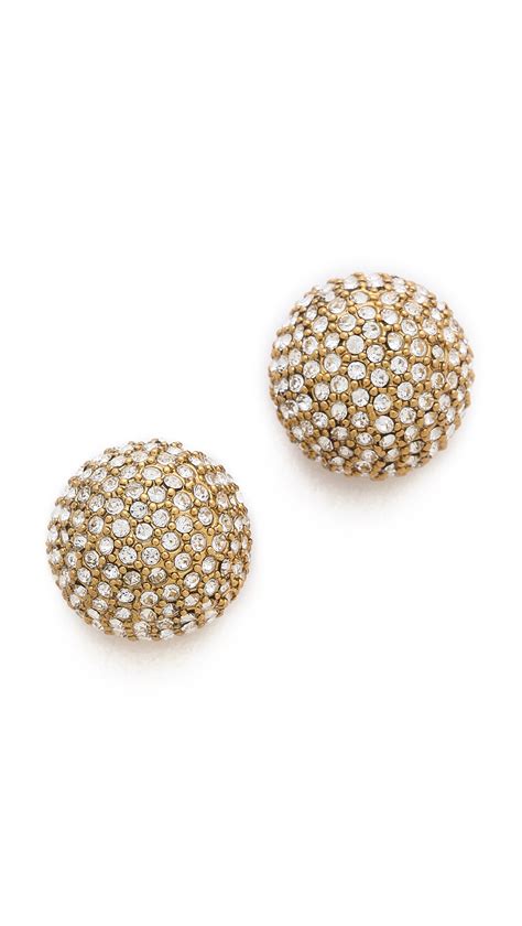 Michael Kors Pave Bead Stud Earrings In Metallic Lyst