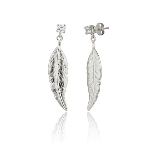 Boucles D Oreilles Plumes A Lys En Argent Et Oxyde Ae