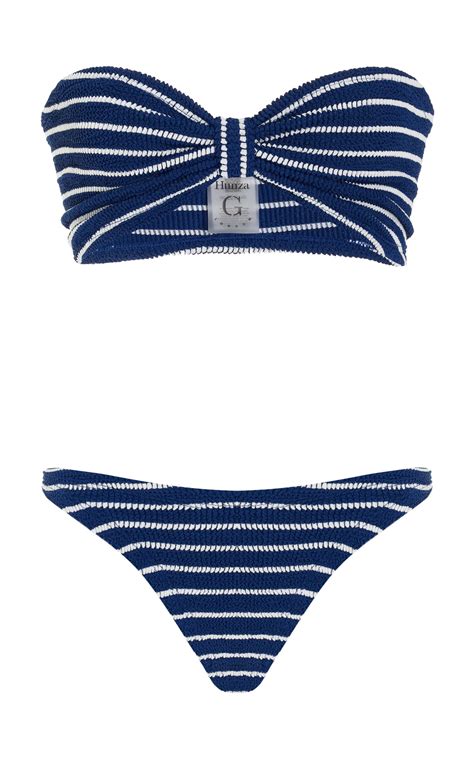 Hunza G Jean Striped Seersucker Bikini Set In Blue Lyst
