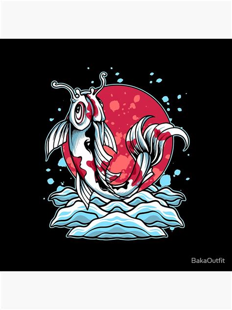 Japanese Yin Yang Koi Fish On The Bloody Moon Poster For Sale By