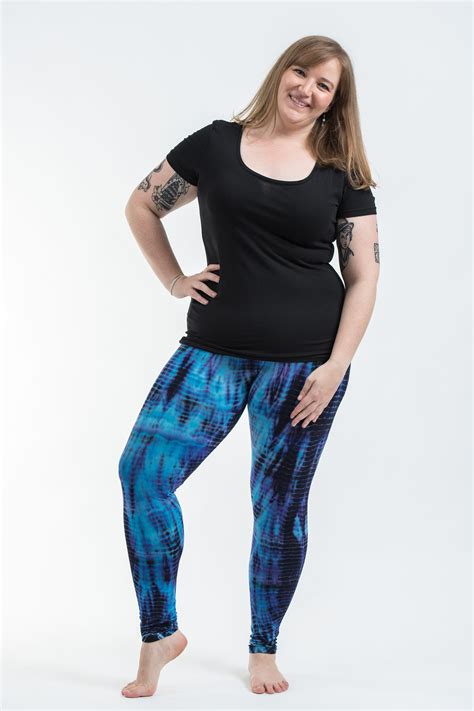 Plus Size Lightning Stripes Tie Dye Cotton Leggings In Indigo Harem Pants