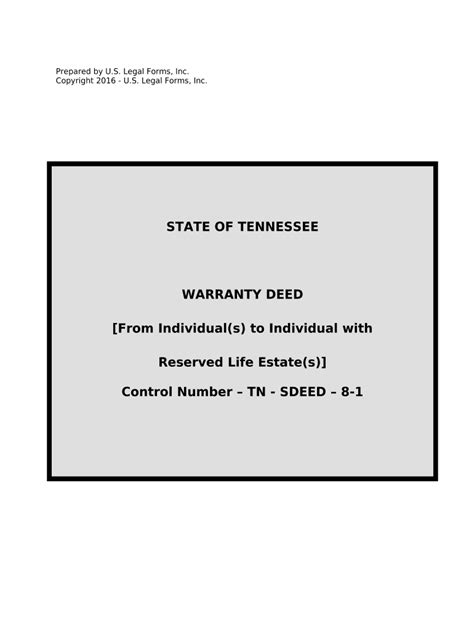 Warranty Deed For Individuals To Individual With Reserved Life Estates Tennessee Form Fill Out