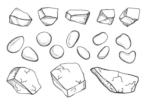 Premium Vector | Stones sketches set vector