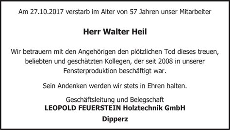 Walter Heil Traueranzeige Trauer Infranken De