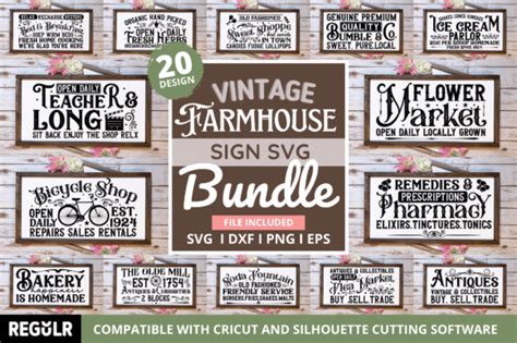 Vintage Farmhouse Sign Bundle Graphic By Regulrcrative · Creative Fabrica