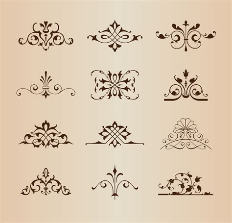 ArtStation - Set of Vintage Floral Ornament Elements Vector ...