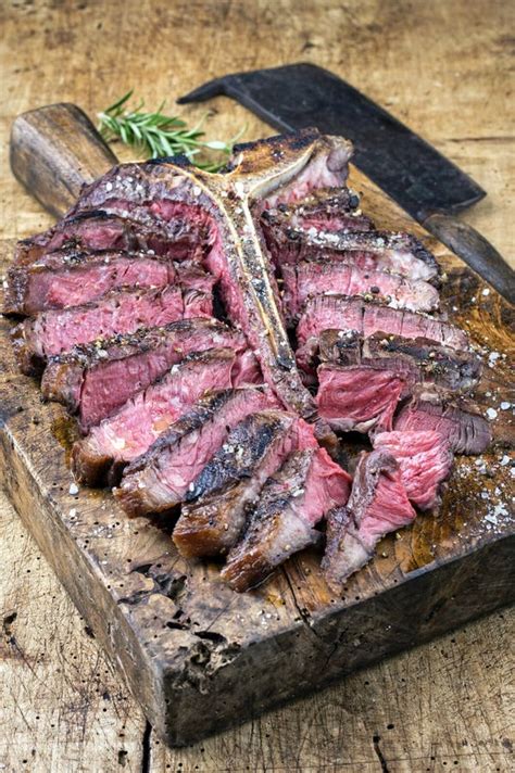 Traditional Dry Aged Barbecue Wagyu Porterhouse Beef Steak Sliced With