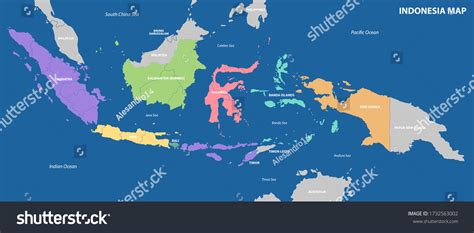 Indonesia Map Highly Detailed Vector Royalty Free Stock Vector