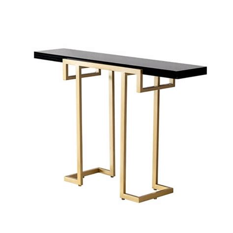 Black Modern Narrow Console Table With Mdf Top And Metal Frame Homary