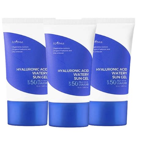 PURJKPU 3PCS Hyaluronic Acid Watery Sun Gel SPF50 PA UVA UVB 50ml