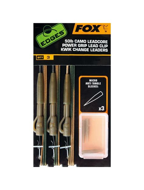 Fox Edges Ready Tied Camo Leadcore Lead Clip Leaders Dark Camo Nu 6