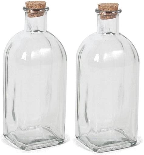 2x Bouteilles en verre transparent avec bouchon en liège 490 ml