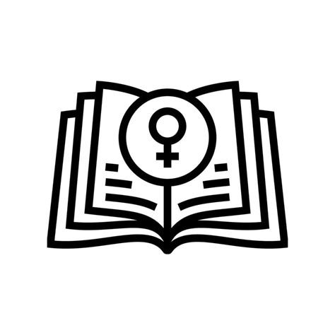 Feminist Literature Feminism Woman Line Icon Vector Illustration