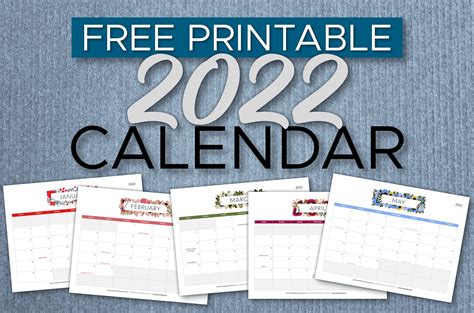 2022 Printable Monthly Calendar 2022 Year Calendar Yearly Printable
