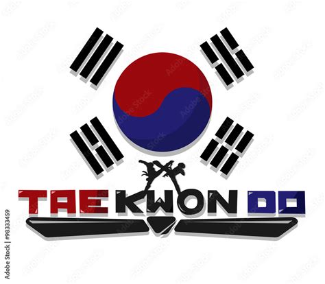 Create Taekwondo text graphic with flag Korea Background Stock Vector ...