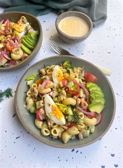 Koude Pastasalade Met Garnalen Gemakkelijk Als Lunch