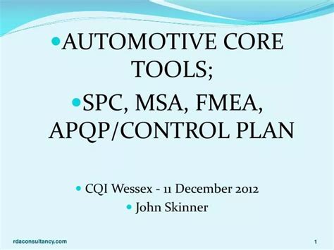 Ppt Automotive Core Tools Spc Msa Fmea Apqp Control Plan Cqi