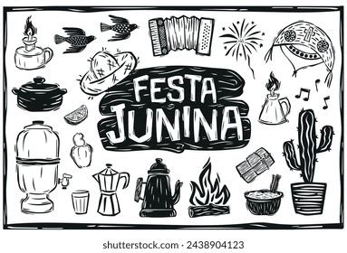 Vetores De Xilogravura Festa Junina Brasil Nordeste Descubra O Poder