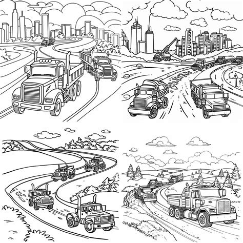 Big Truck Coloring Pages Set Construction Printable Coloring Pages