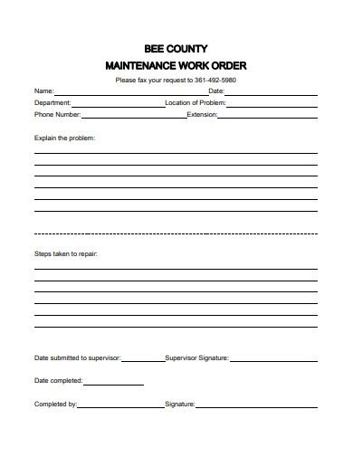 15+ Maintenance Work Order Templates in Google Docs | Google Sheets ...