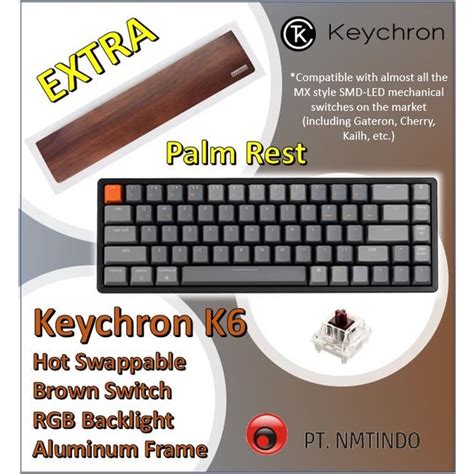 Jual Keychron K6 Hot Swappable RGB Backlight Aluminum Frame Palm Rest