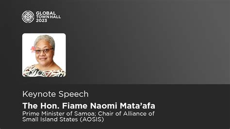 GTH 2023 Keynote Speech By The Hon Fiame Naomi Mataafa YouTube