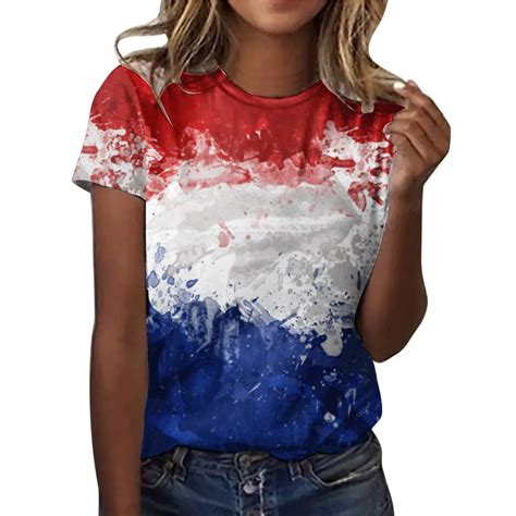 Gyujnb American Flag Shirts Women Patriotic Shirt 4th Of July Tee Tops