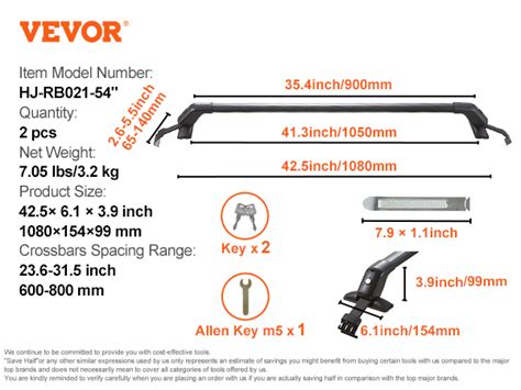 Vevor Barres De Toit Transversales Universelles Pcs Barre De Bagage