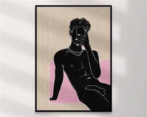 Joel Nude Light Paper Pink Printable Queer Wall Art Gay Male Pencil Sketch Twink Drawing