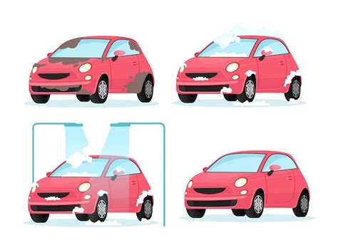 Ilustraci N De Vector De Lavado Proceso De Coche Sucio Concepto Para