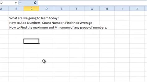 Simple Sum Count Average Min And Max Functions In Microsoft Excel Youtube