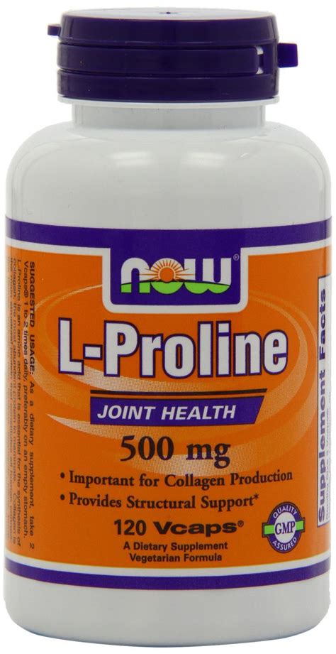 NOW Supplements L Proline 500 Mg Collagen Production Structural